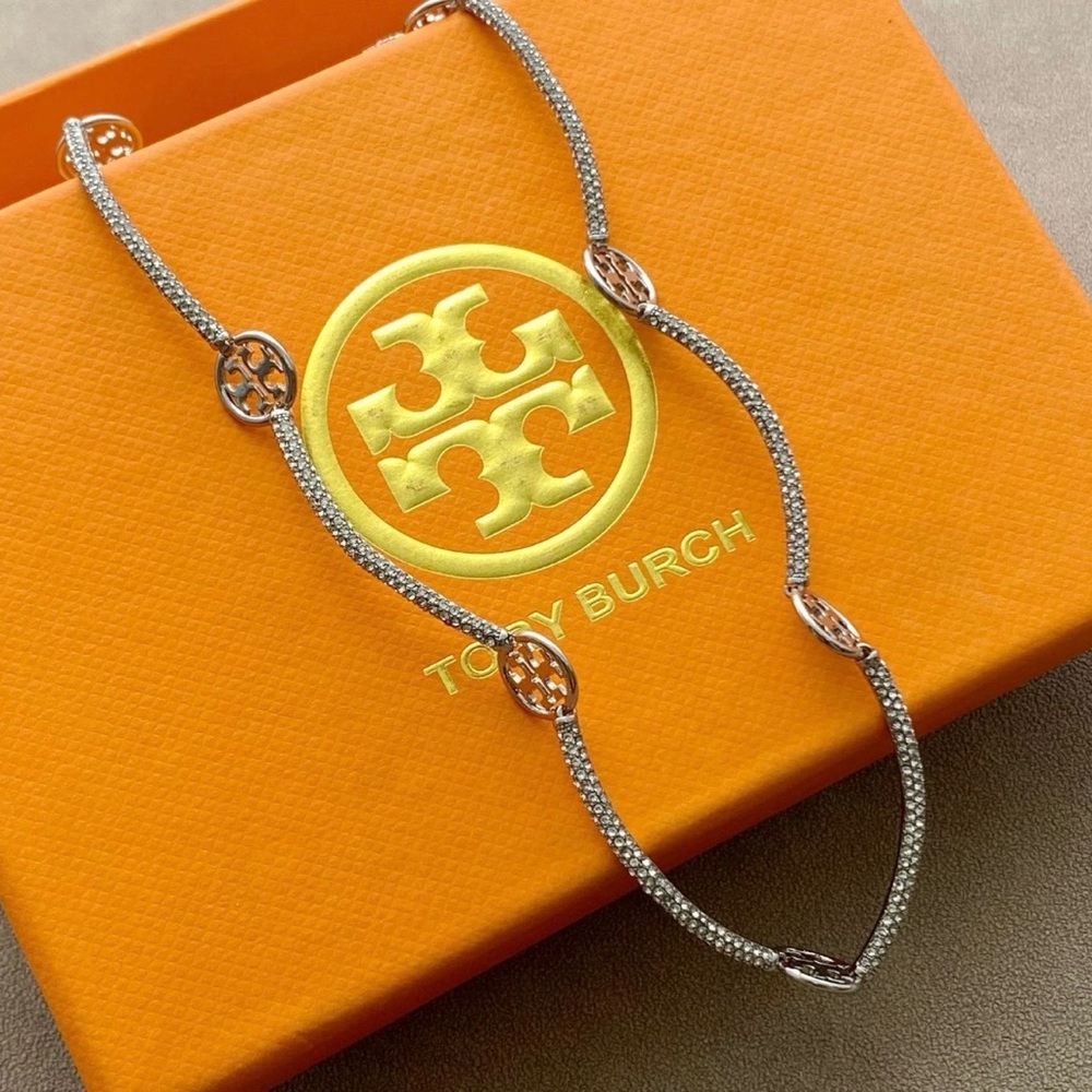 Tory Burch 18K Gold plated TB small logo Choker Necklace